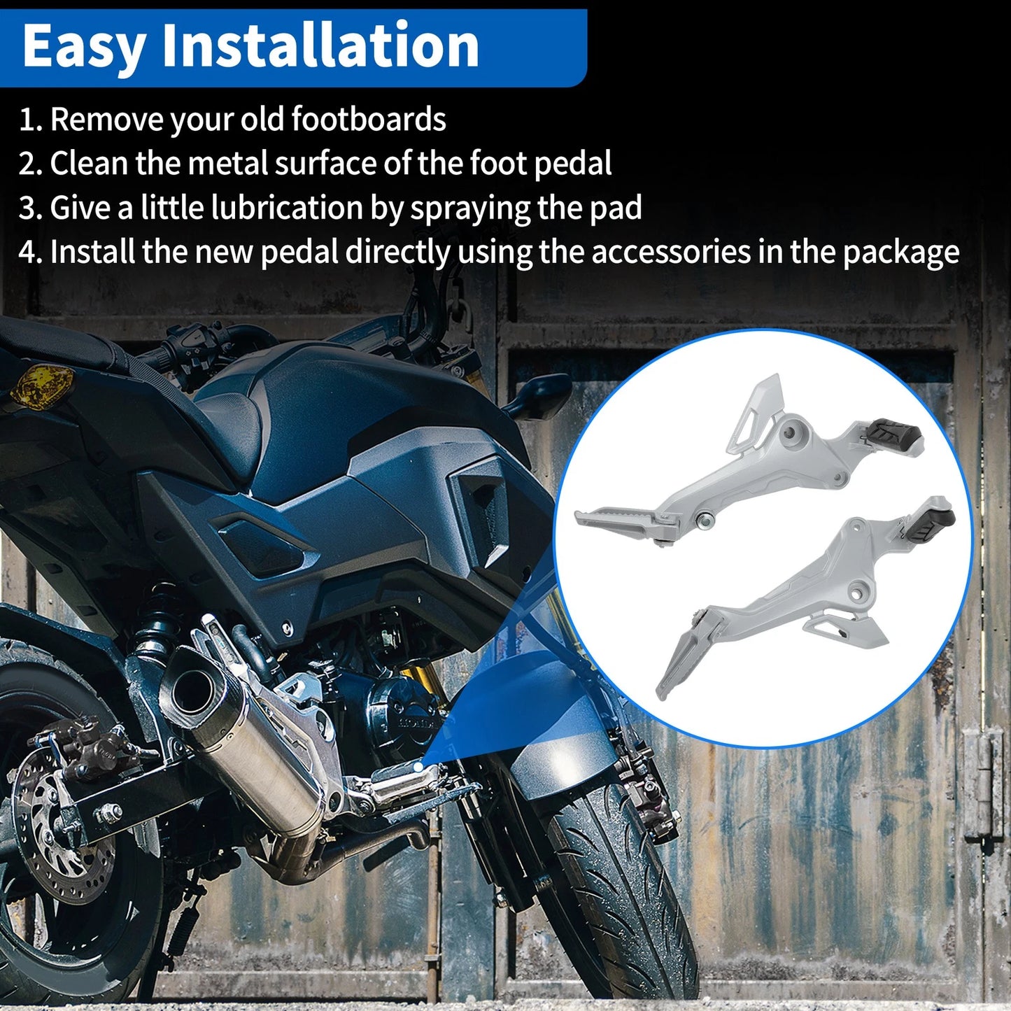 Left & Right Foot Pedals for Honda Grom MSX125 SF (2017-2020) 1 Pair