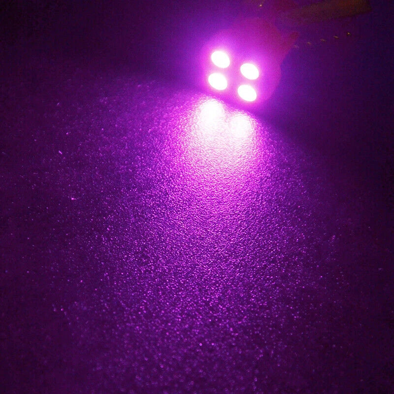 12pc Ultra 4 LED T10 W5W Bulb Side Light for Car (Pink)