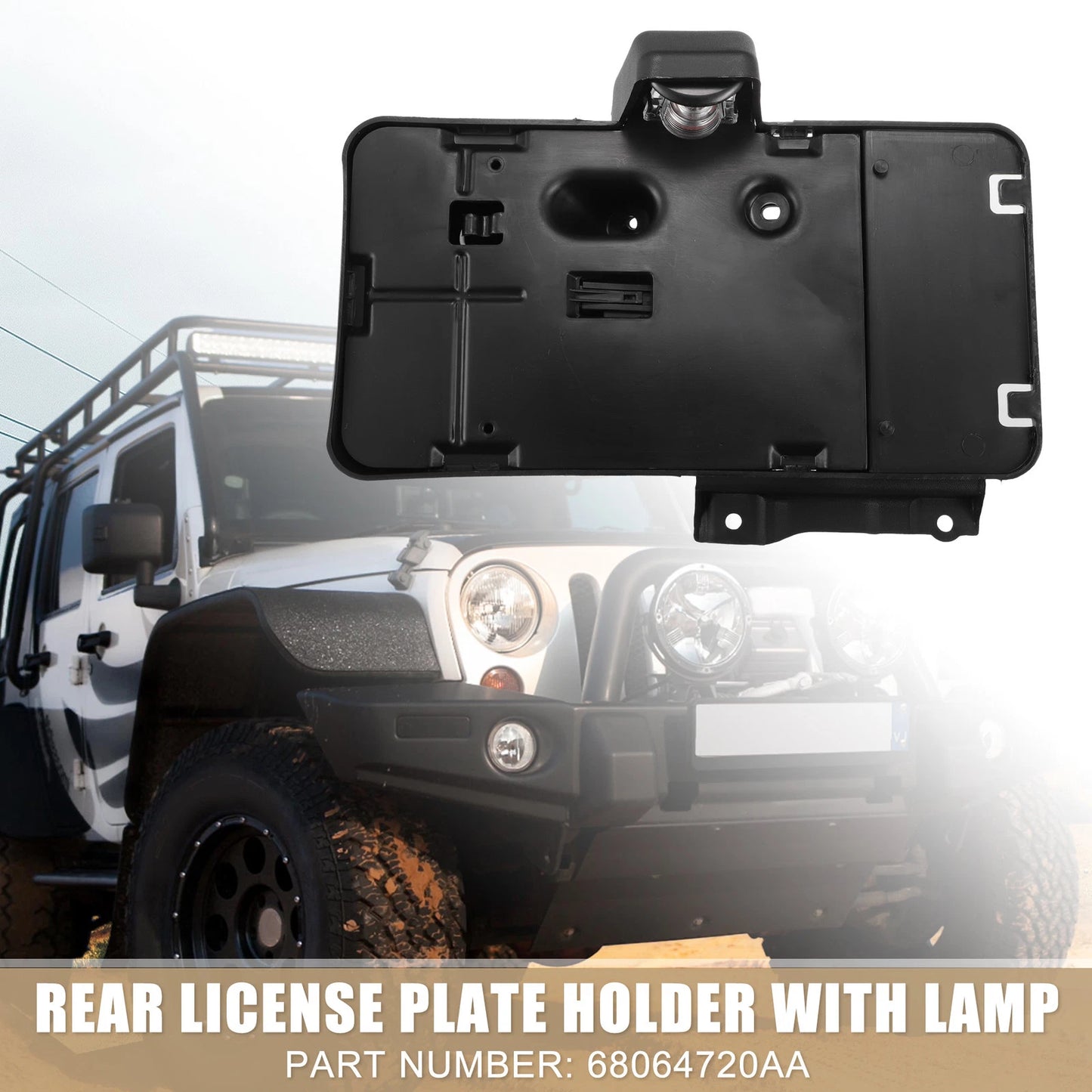 License Plate Holder with Lamp for Jeep Wrangler JK (2007-2018)