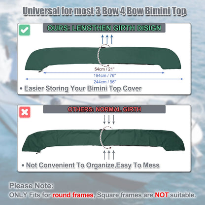 Boat Bimini Top Boot Cover with Light Hole Green 91-96 W