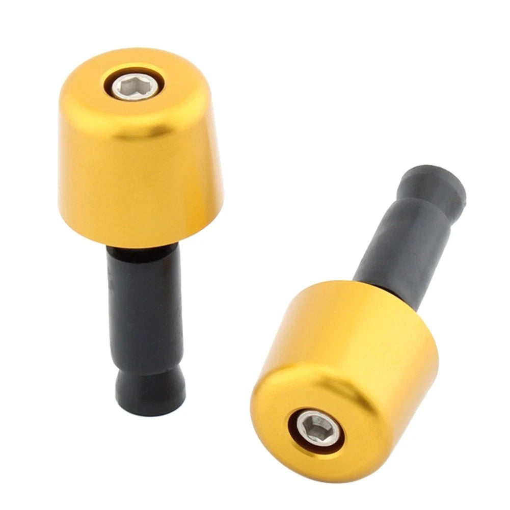 Gold 1in Handlebar Hand Grips & End Caps for Universal Motorcycle