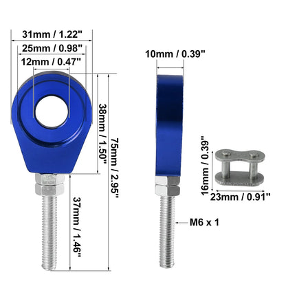 12mm Motorcycle Chain Axle Adjuster Tensioner 4pcs Blue for Honda
