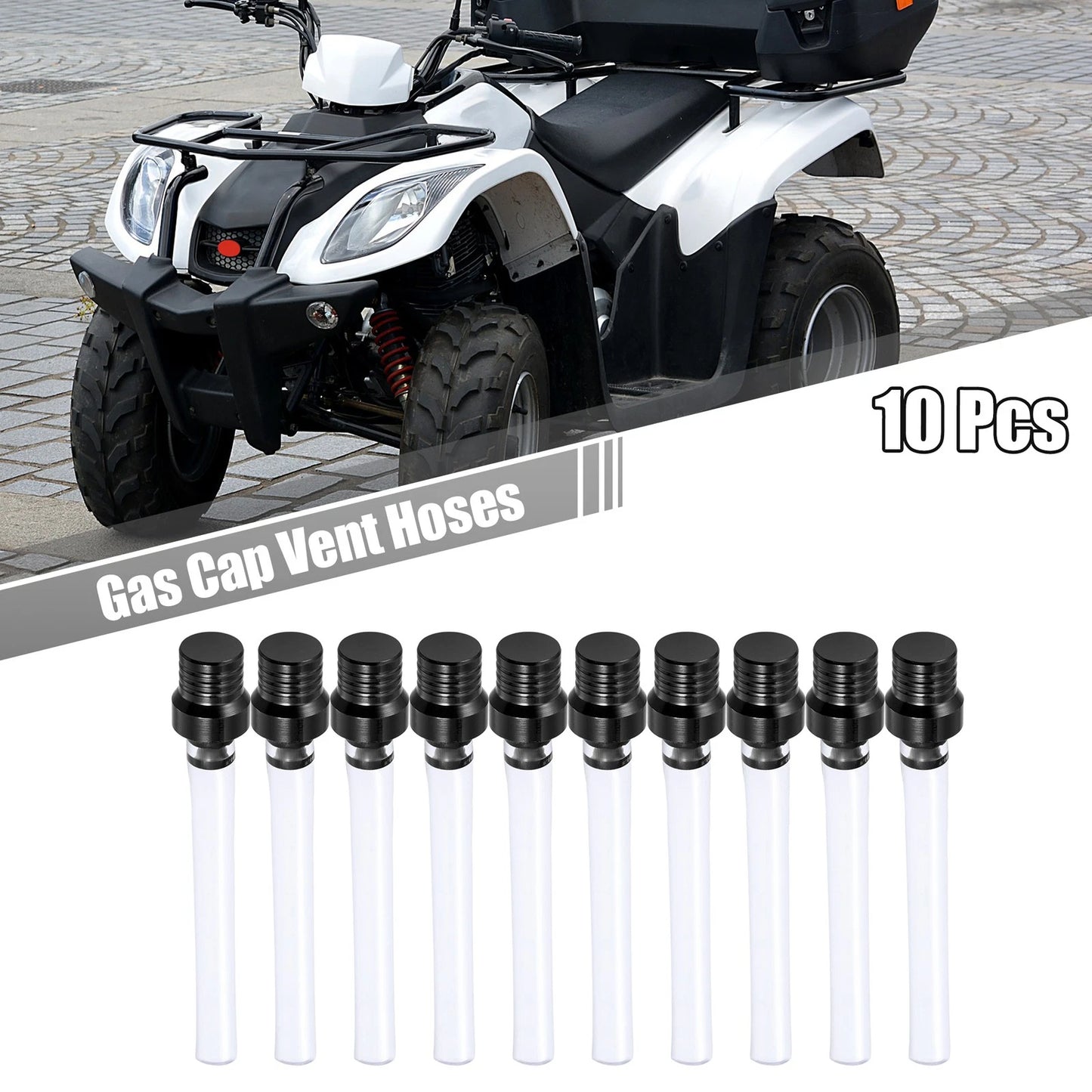 10pcs Gas Fuel Cap Air Vent Hose Breather OneWay Clear Tube Black for Motorcycle
