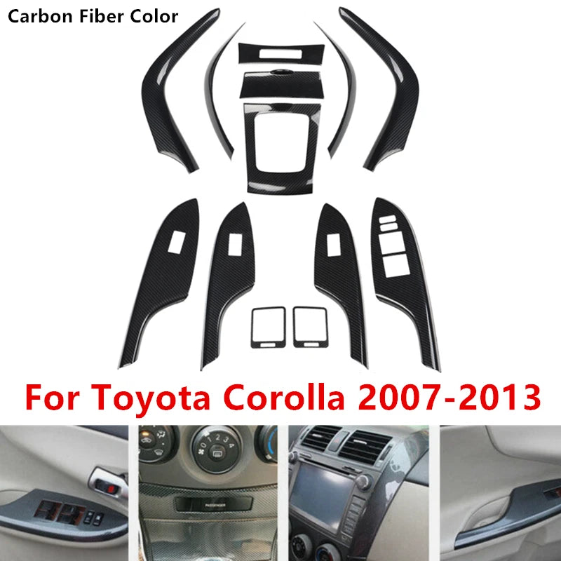 13pcs Carbon fiber Car interior Cover Trim for Toyota Corolla (2007–2013)