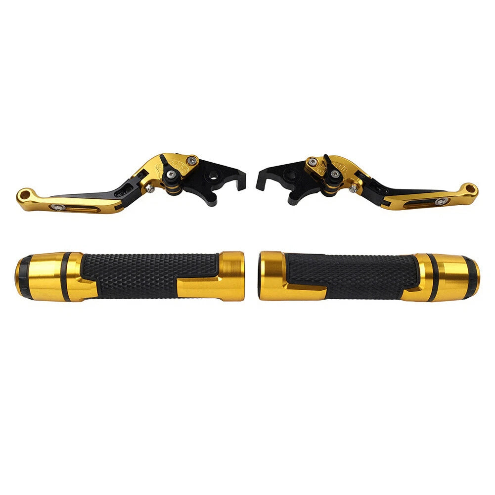 Gold Extendable Brake Clutch Levers & Handlebar Grips for Suzuki DL1000 (2002-2023)