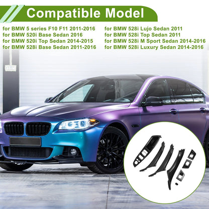 Door Panel Handle Pull Trim Cover for BMW 5 Series (2011-2016) Carbon Fiber