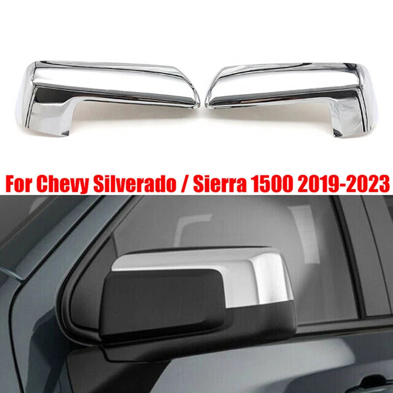 Chrome Top Half Mirror Covers for 2019-2023 Chevy Silverado / GMC Sierra 1500