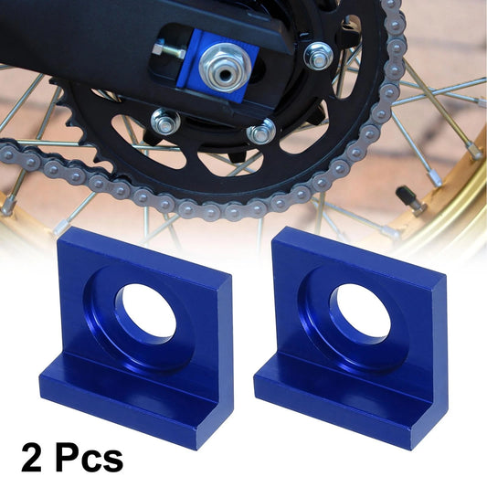 2 x 15mm Hole Dia Chain Adjuster Block Tensioner Blue Metal for Motorcycle