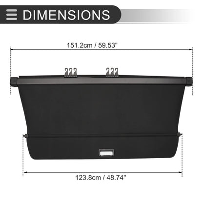 Retractable Cargo Cover for Honda Pilot 2016-2022 5 Seater 2 Row Black