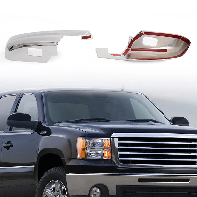 Chrome Lower Half Mirror Covers for 07-13 Chevy GMC Sierra Yukon XL (2007-2013)