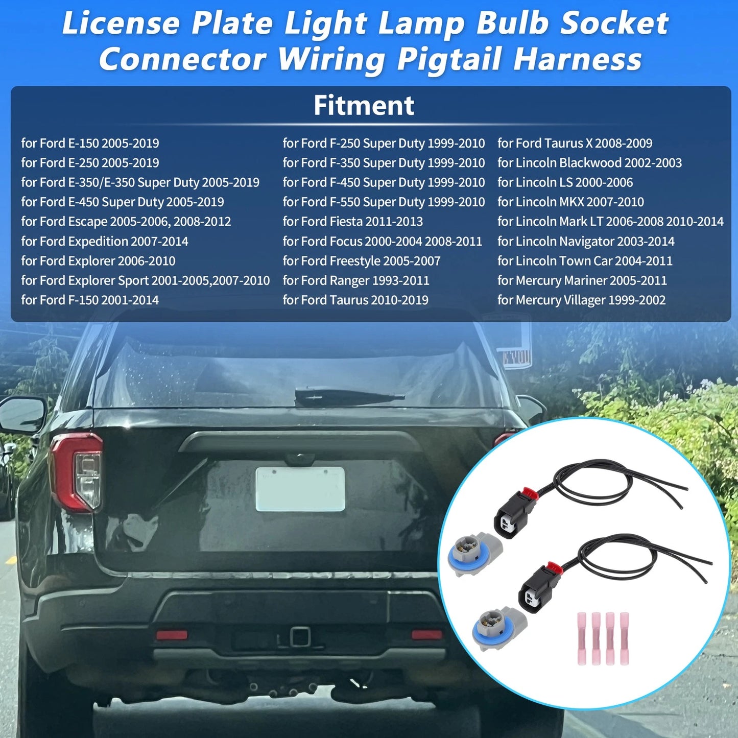 Rear License Plate Light Connector Socket for Ford F-150 (2001-2014)