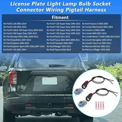 Rear License Plate Light Connector Socket for Ford F-150 (2001-2014)