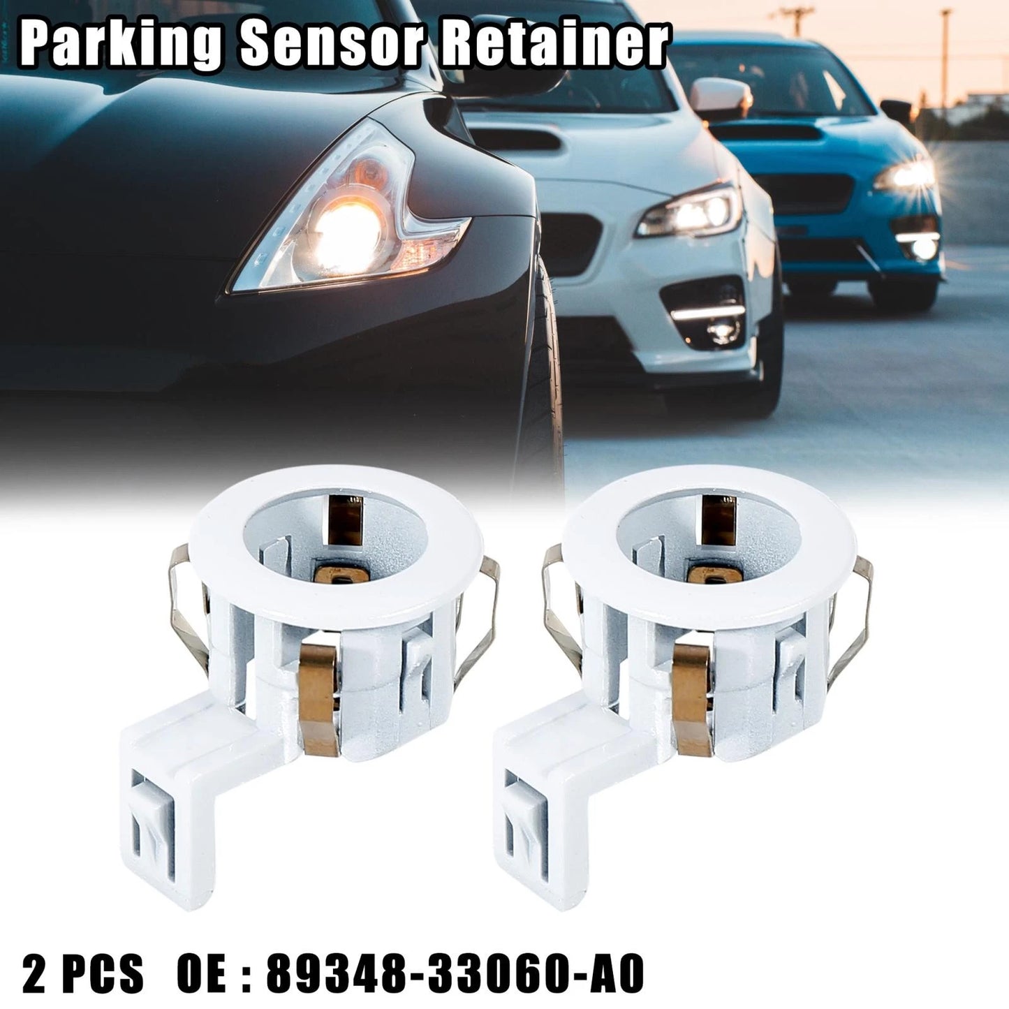 2 x Pearl White Car Rear Bumper Parking Sensor Retainer for Toyota