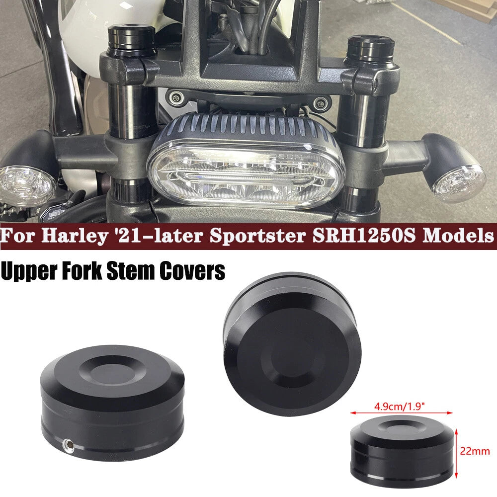 Aluminum Swingarm Pivot Bolt & Upper Fork Stem Covers for Harley Sportster S (21-23)