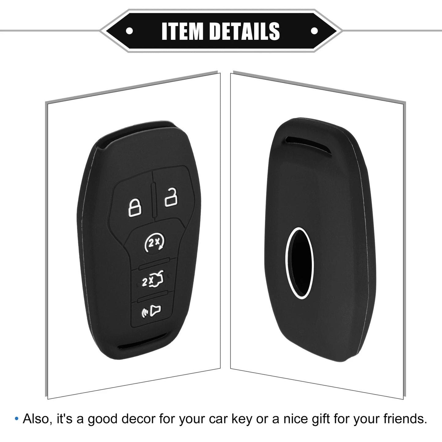 Car Key Fob Cover for Ford Fusion (2013-2020) Black