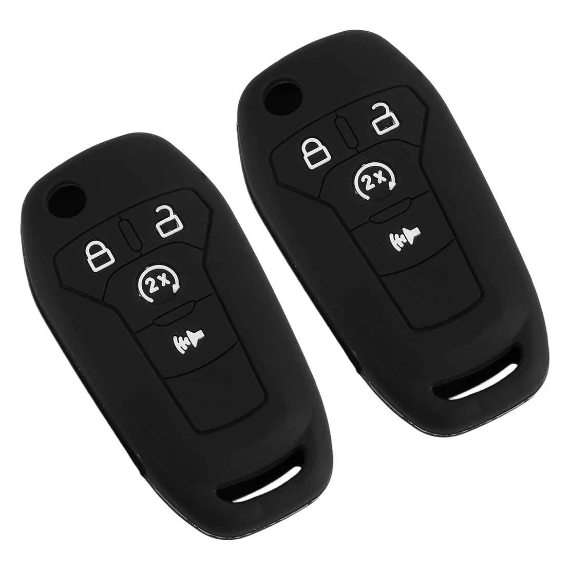4 Button Car Key Cover Case Chain Holder for Ford F-150 F250 F450 (2015-2023)