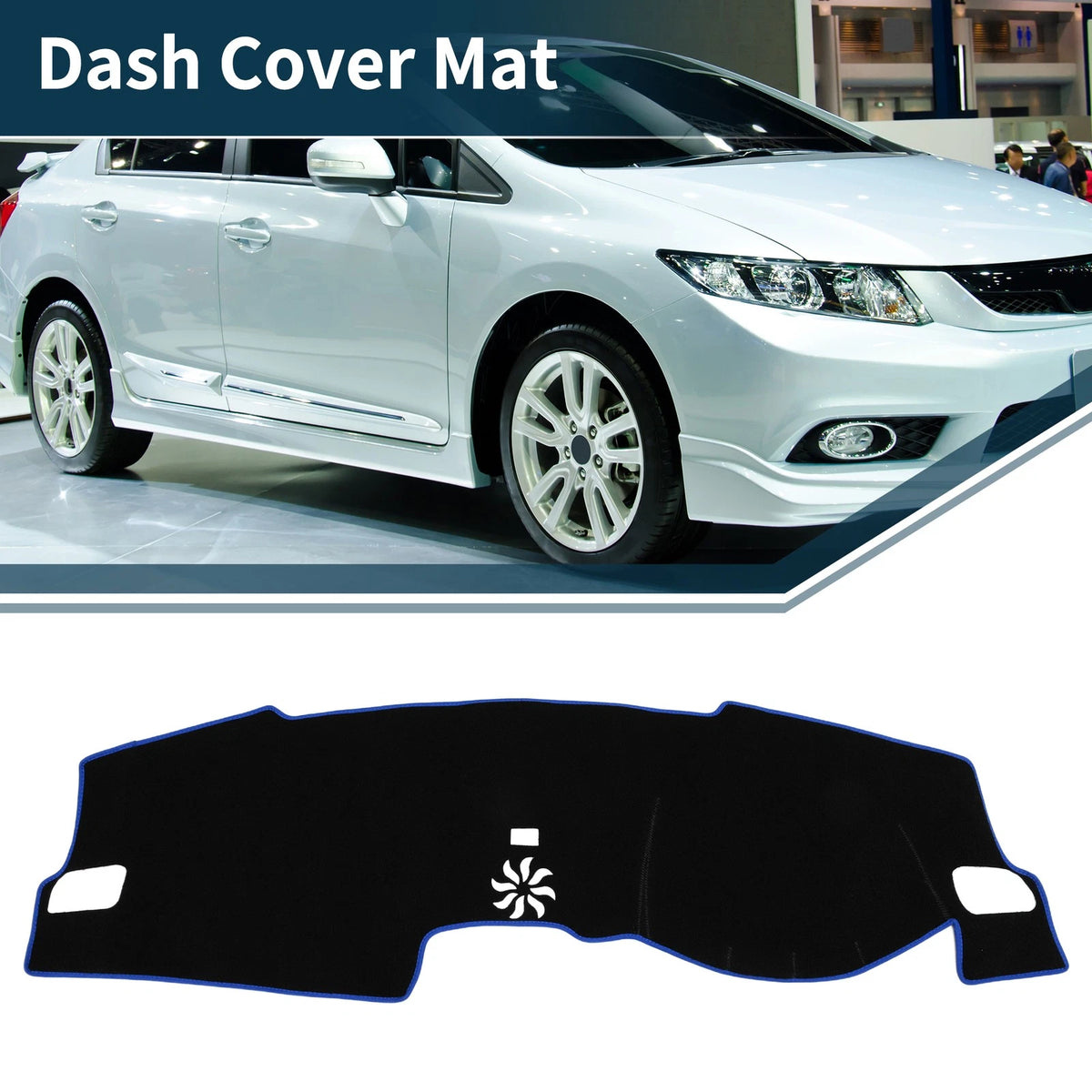 Dashboard Dash Cover Mat for Honda Civic FL5 2022-2024 Sun Protector Black Blue