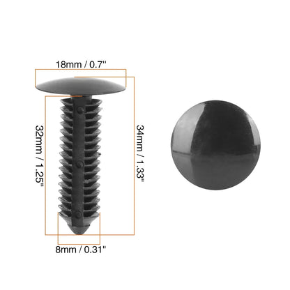 20pcs Plastic Bolt Rivets Fastener Clip Black for Toyota