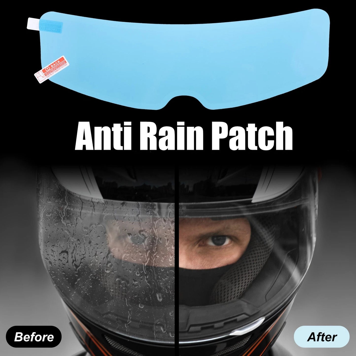 3pcs 8.86x2.56in Motorcycle Helmet Rain Film Anti Rain Shield Lens Stickers