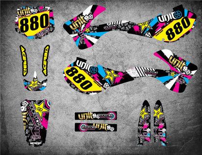 Custom Graphics Full Kit for Kawasaki KX 250 (1999-2002) RUSH STYLE Stickers