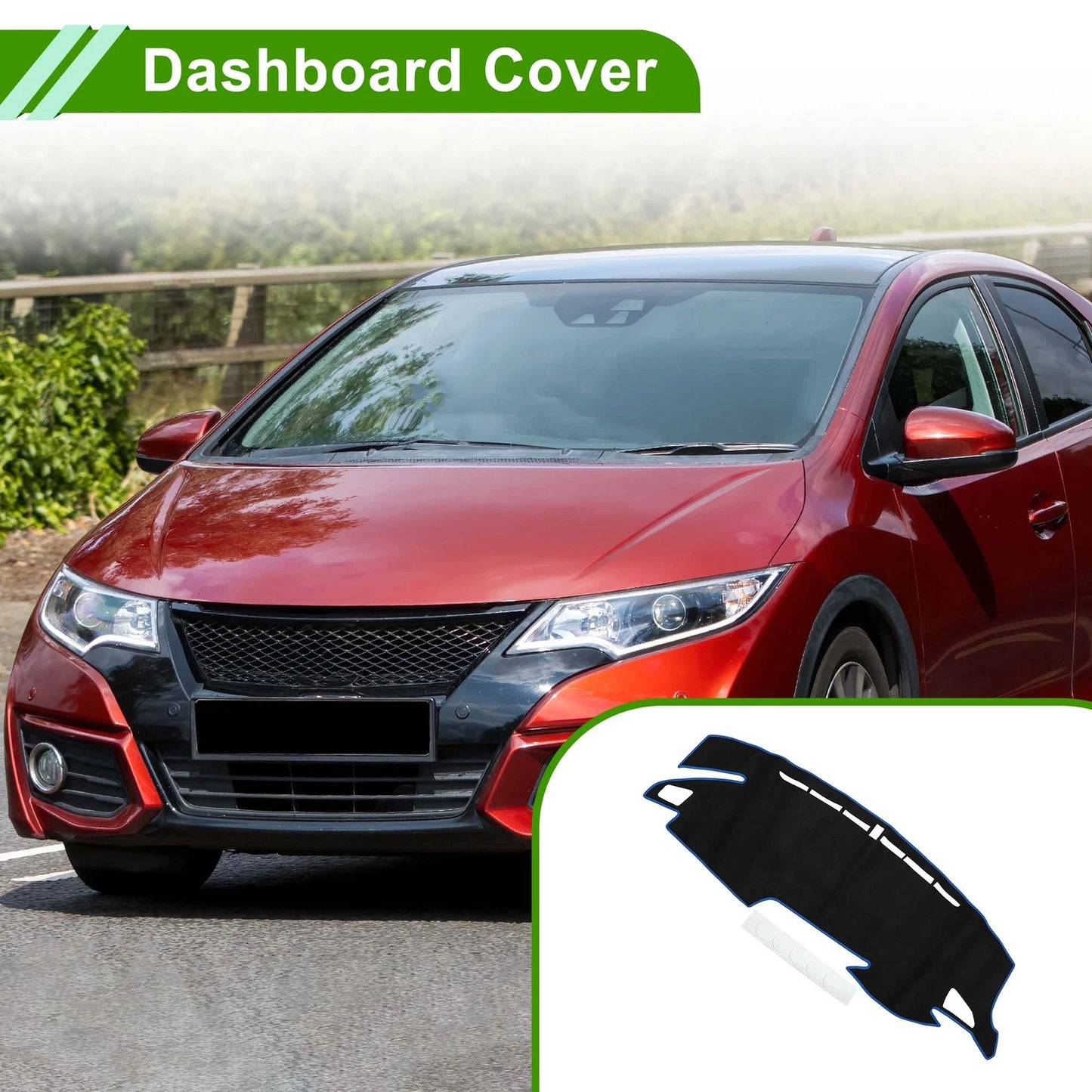 Dashboard Cover Mat for Honda Civic Type R FK7 FK8 FC1 (2017-2024) Black Blue