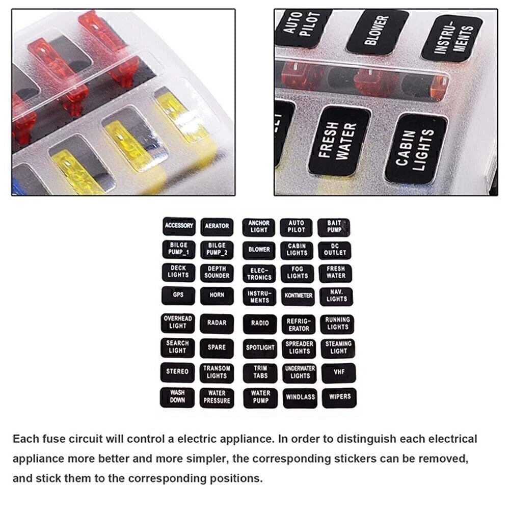 6 Way ATO ATC Blade Fuse Box Holder Cover for Car Boat Bus UTV