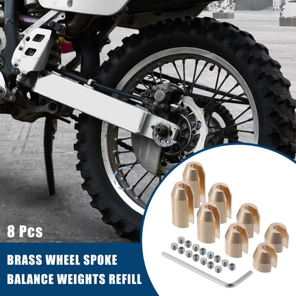 8pcs/Set Brass Wheel Spoke Balance Weights Refill with Wrench for Motorcycle