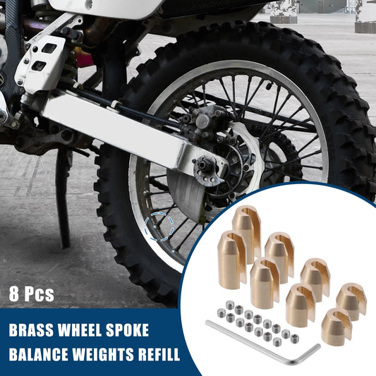 8pcs/Set Brass Wheel Spoke Balance Weights Refill with Wrench for Motorcycle