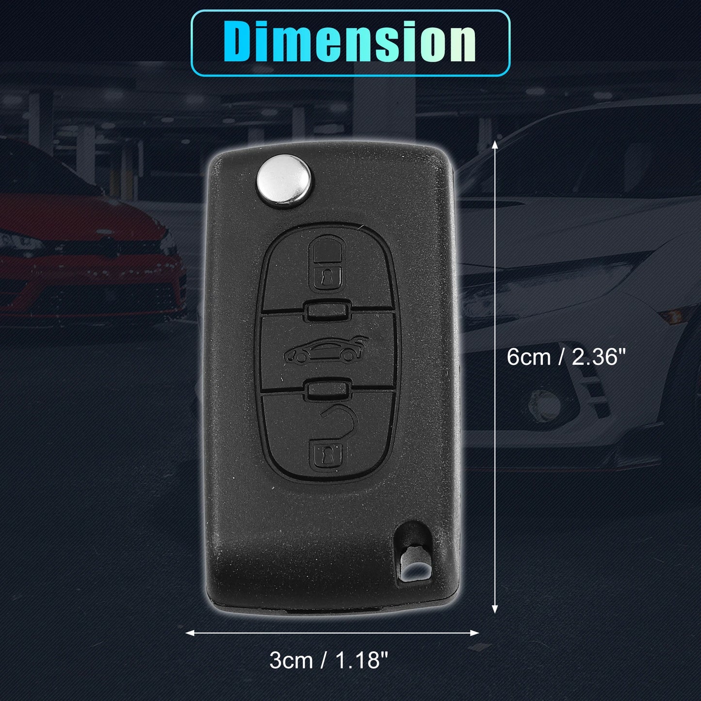 3 Button Keyless Entry Remote Key Shell for Citroen C2, Peugeot (2003-2010)