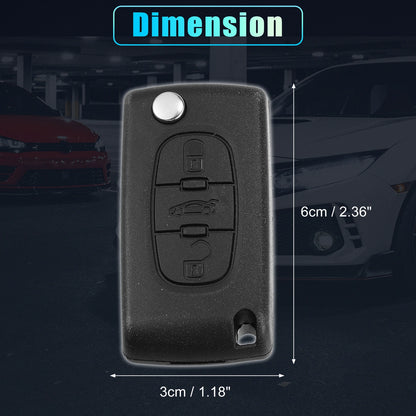 3 Button Keyless Entry Remote Key Shell for Citroen C2, Peugeot (2003-2010)