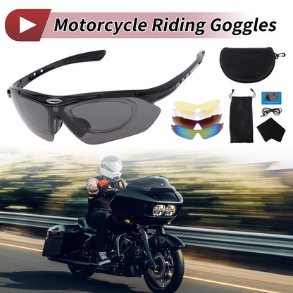 Motorcycle Riding Goggles Dark Gray Lens Black Frame Cycling Sunglasses