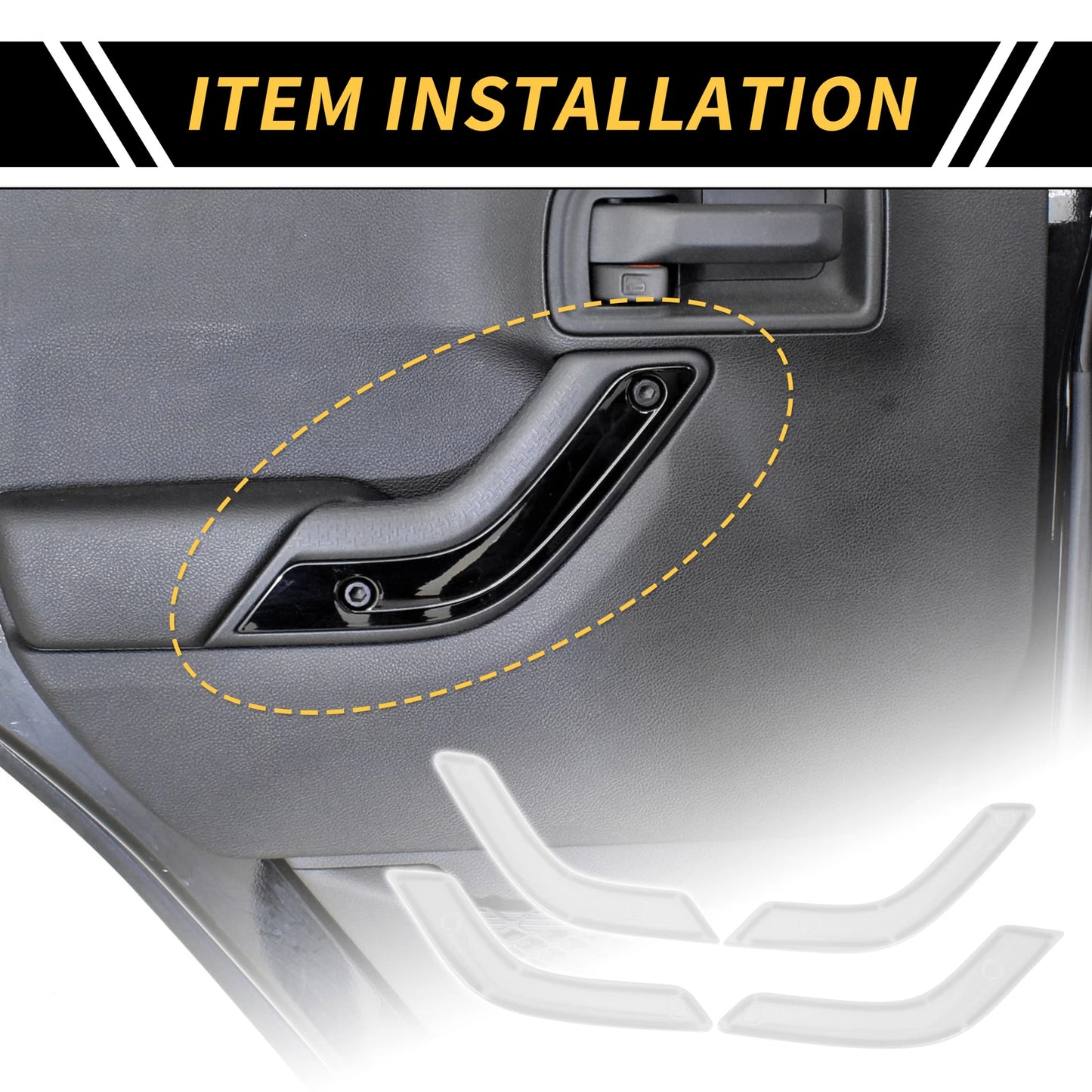 White Front Rear Door Handle Panel Bezel Cover Trims for Jeep Wrangler (2007-2023)