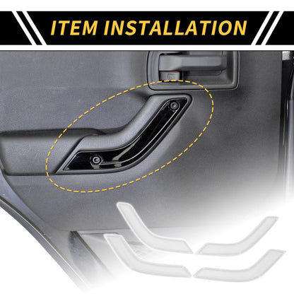 White Front Rear Door Handle Panel Bezel Cover Trims for Jeep Wrangler (2007-2023)