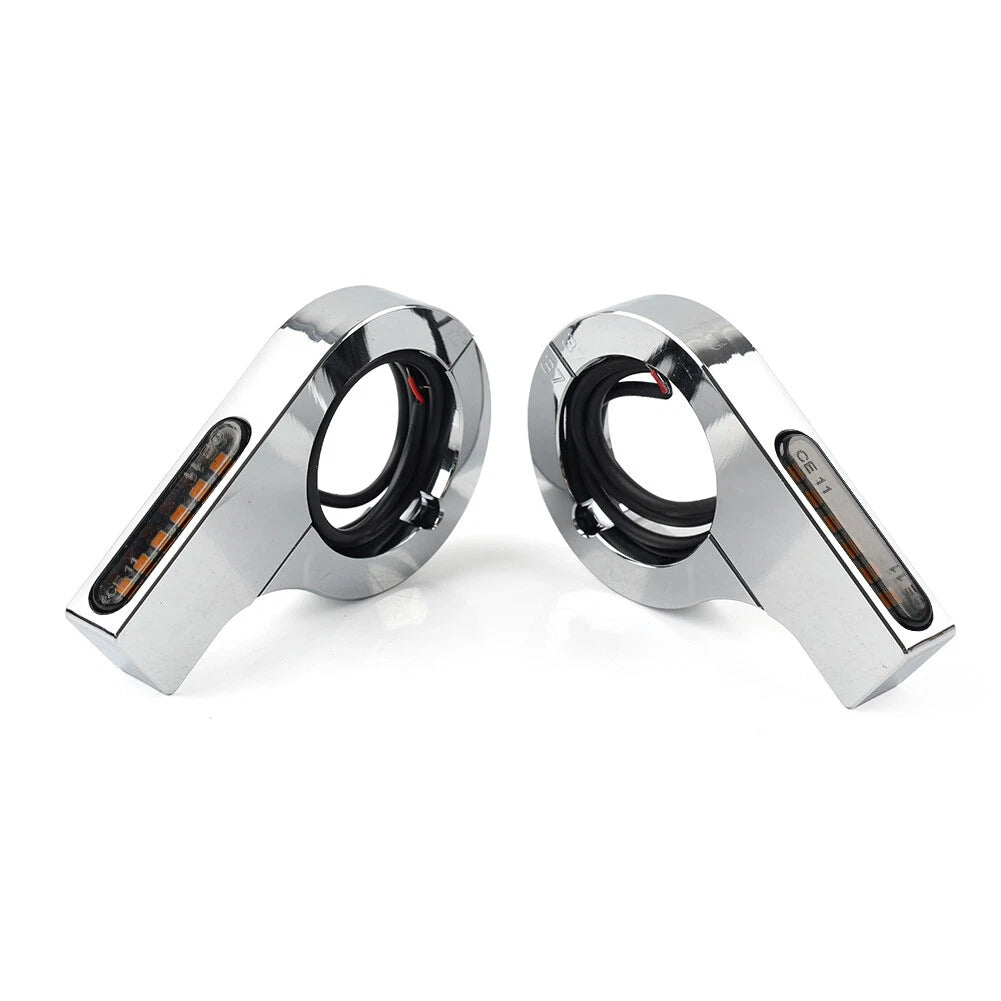 33MM-37MM Amber Chrome Fork Turn Signal Lights for Harley Touring Dyna