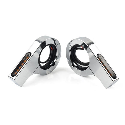 33MM-37MM Amber Chrome Fork Turn Signal Lights for Harley Touring Dyna