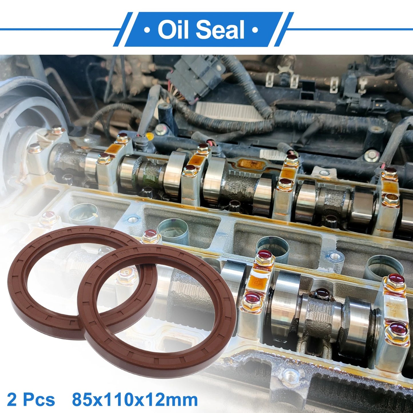 Oil Seal 85x110x12mm 2 x Seal Ring Rotary Shaft FKM Rubber for Make Model