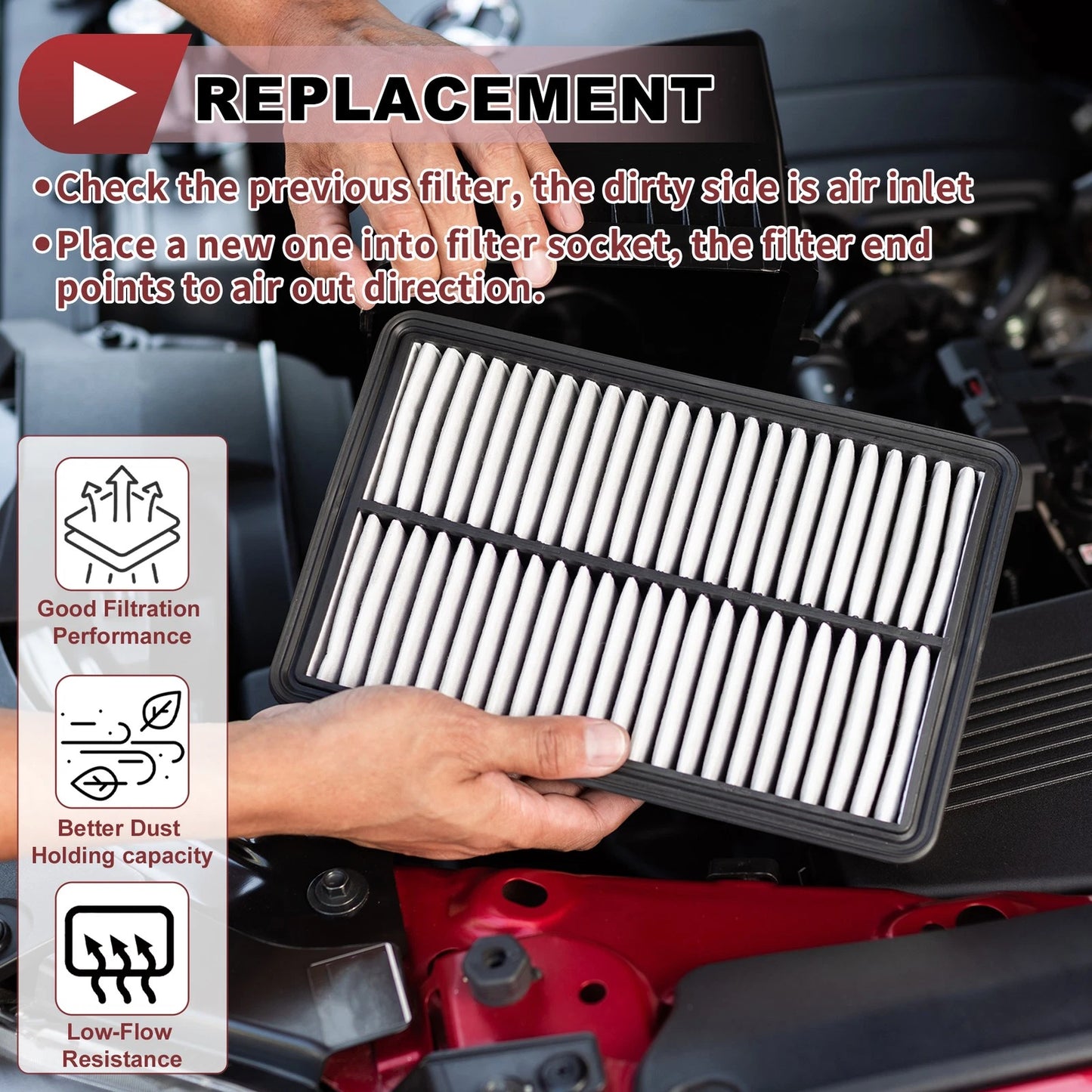 Engine Air Filter for Chevrolet Express 1500 4.3L 5.3L (2001-2014)