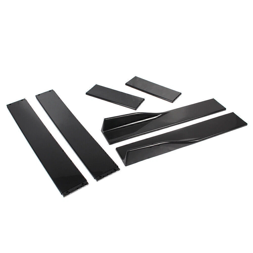 Universal Car Side Skirt Extension Rocker Panel Splitters Lip 78.7" Black