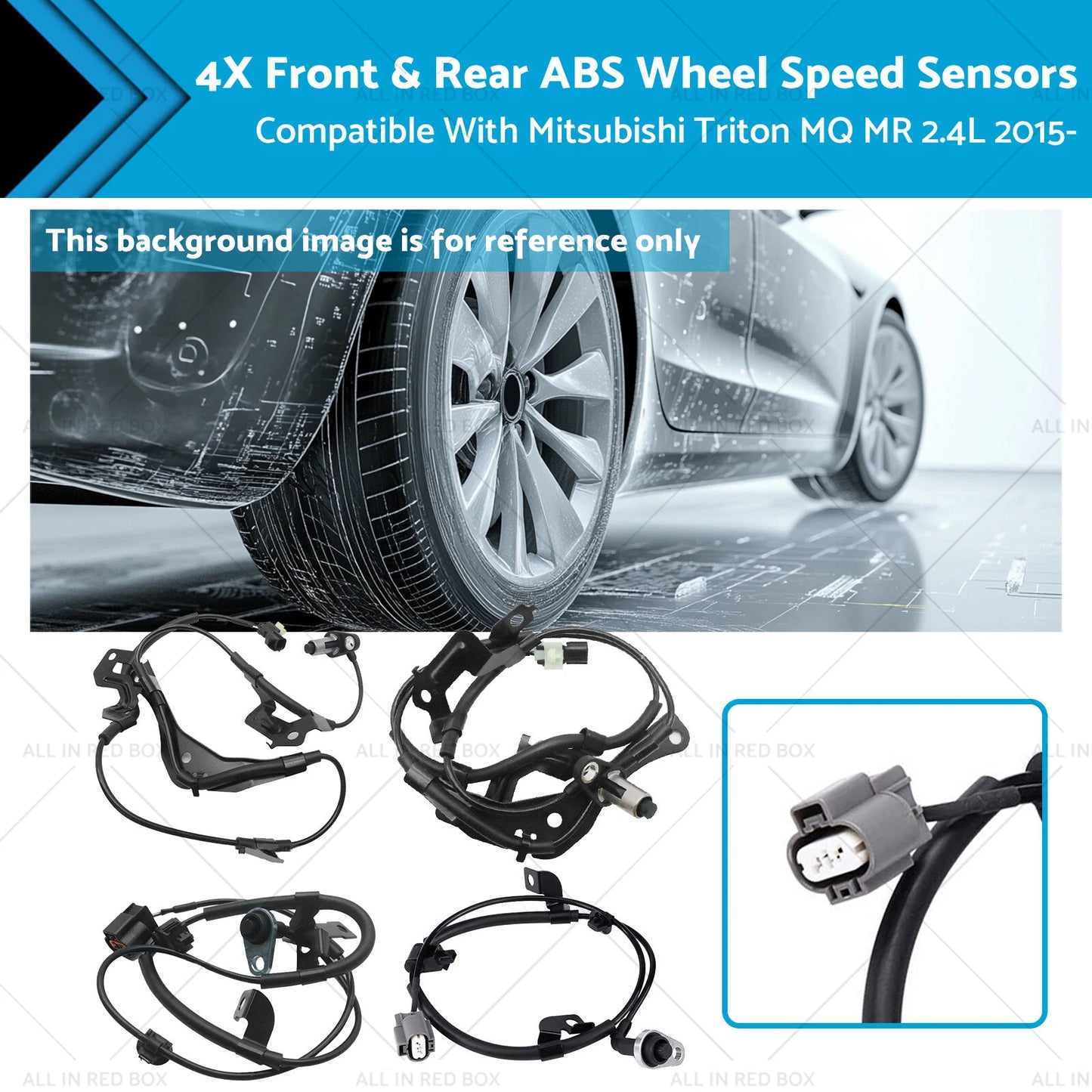 4 x Front & Rear ABS Wheel Speed Sensors for Mitsubishi Triton MQ (2015-2020)