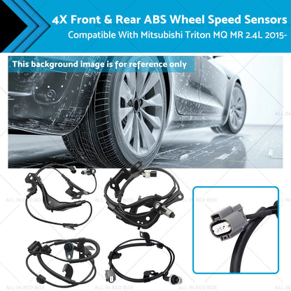4 x Front & Rear ABS Wheel Speed Sensors for Mitsubishi Triton MQ (2015-2020)