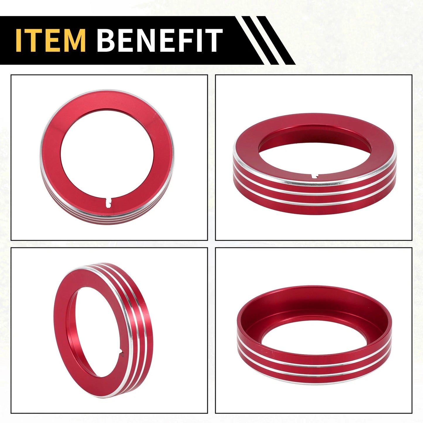 Red Headlight Control Switch Knob Cover Ring for Ford F-150 (2016-2021)