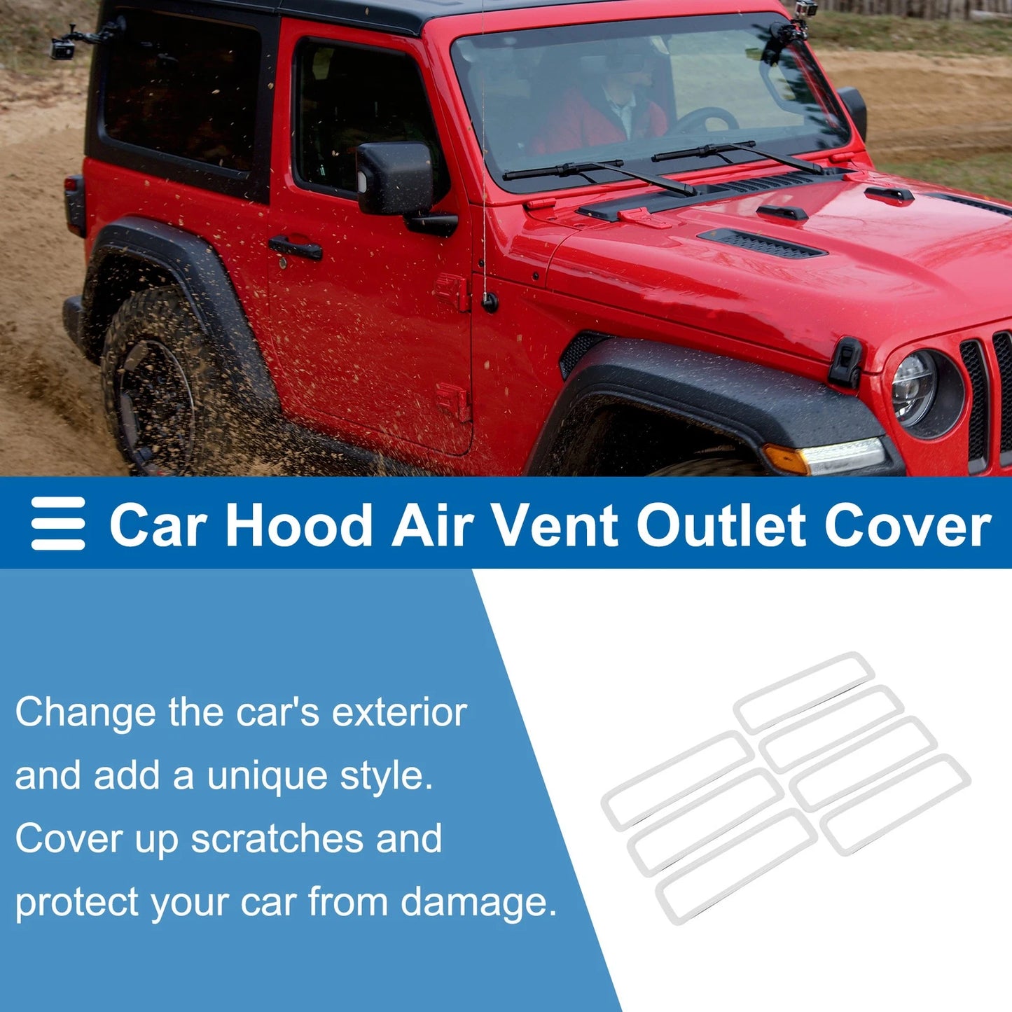 Hood Air Outlet Vent Cover Trim 7 x Pcs for Jeep Gladiator JT (2020-2024)