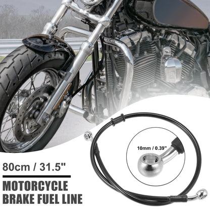 Hoses / 80cm 31.5"10mm Braided Brake Clutch Oil Line Pipe Black for Motorcycle ATV