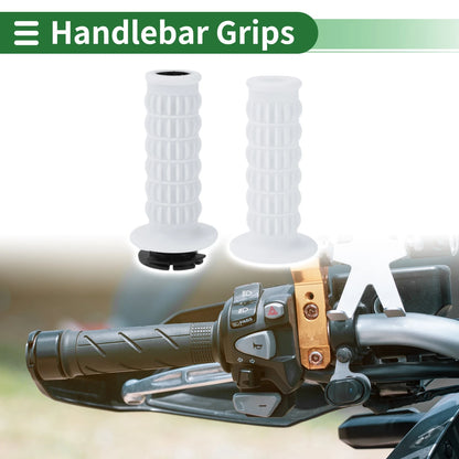 7/8" 22mm Hand Grips Cover Kit End Grips TPU White for Motorcycle