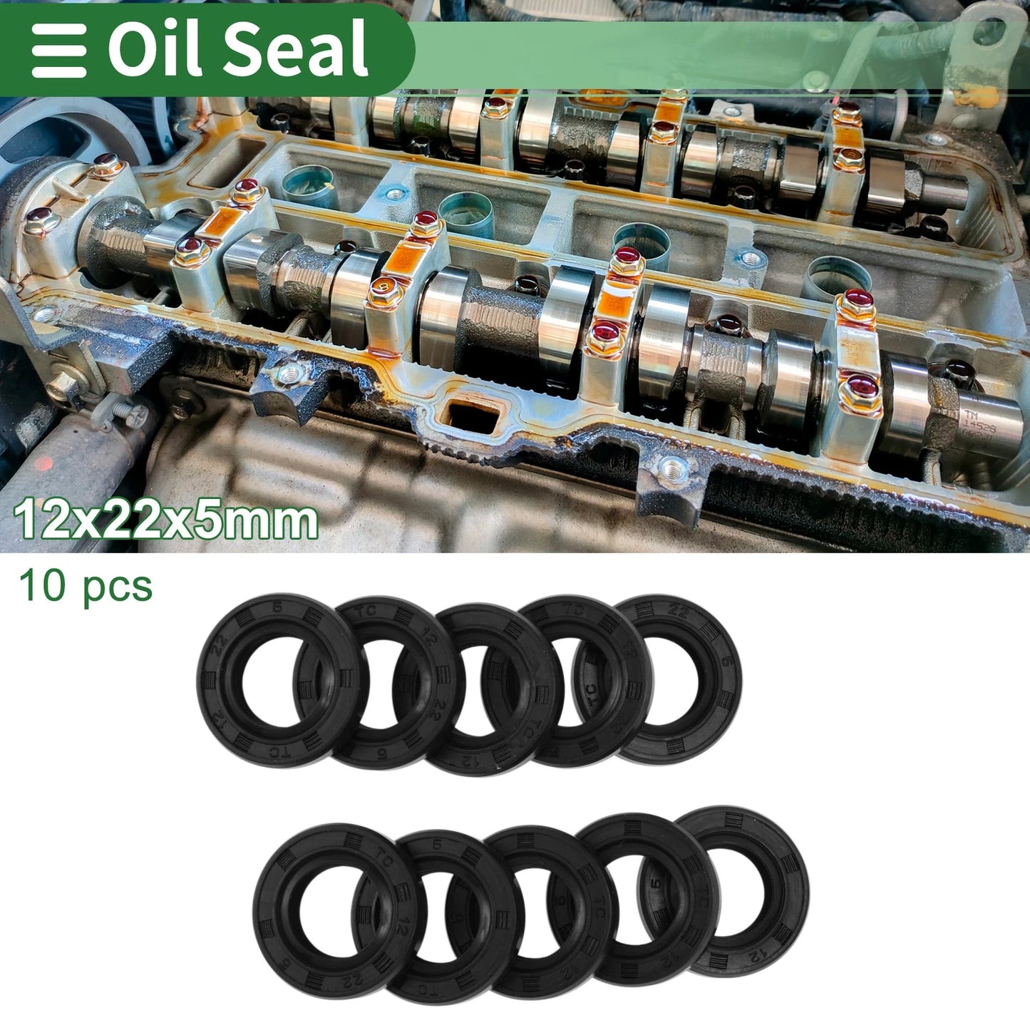 Oil Seal 12x22x5mm NBR Rubber Rotary Shaft Seal Black