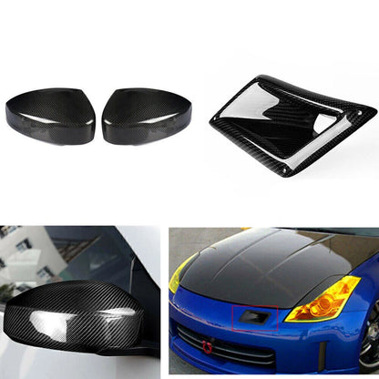 L+R Mirror Side Covers + Left Air Vent Trim for Nissan 350Z Z33 (03-09)