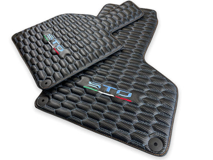 Floor Mats for Lamborghini Huracan STO Coupe Real Leather Blue Stitching