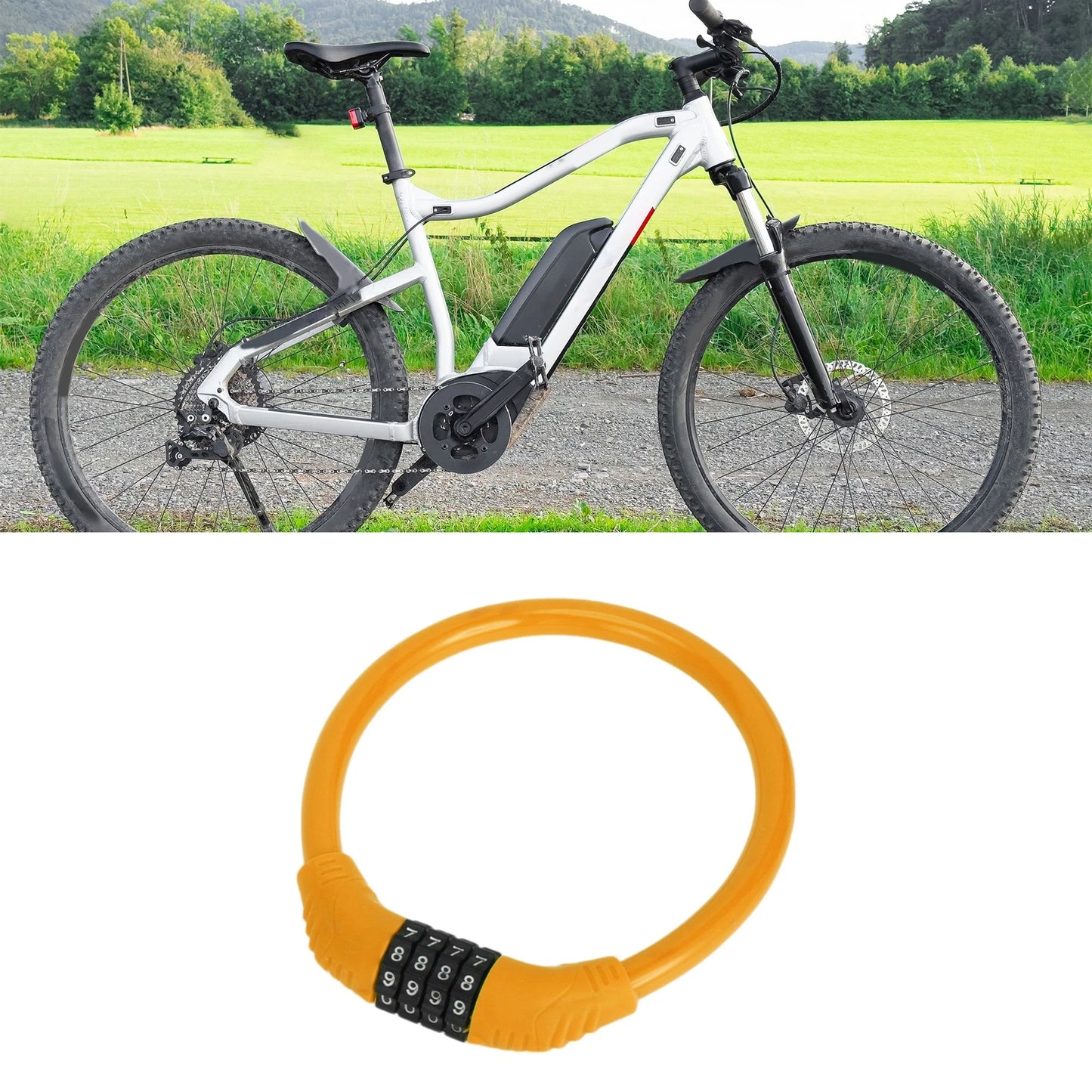 Anti-Theft 4-Digit Mini Bicycle Lock Ring - Orange