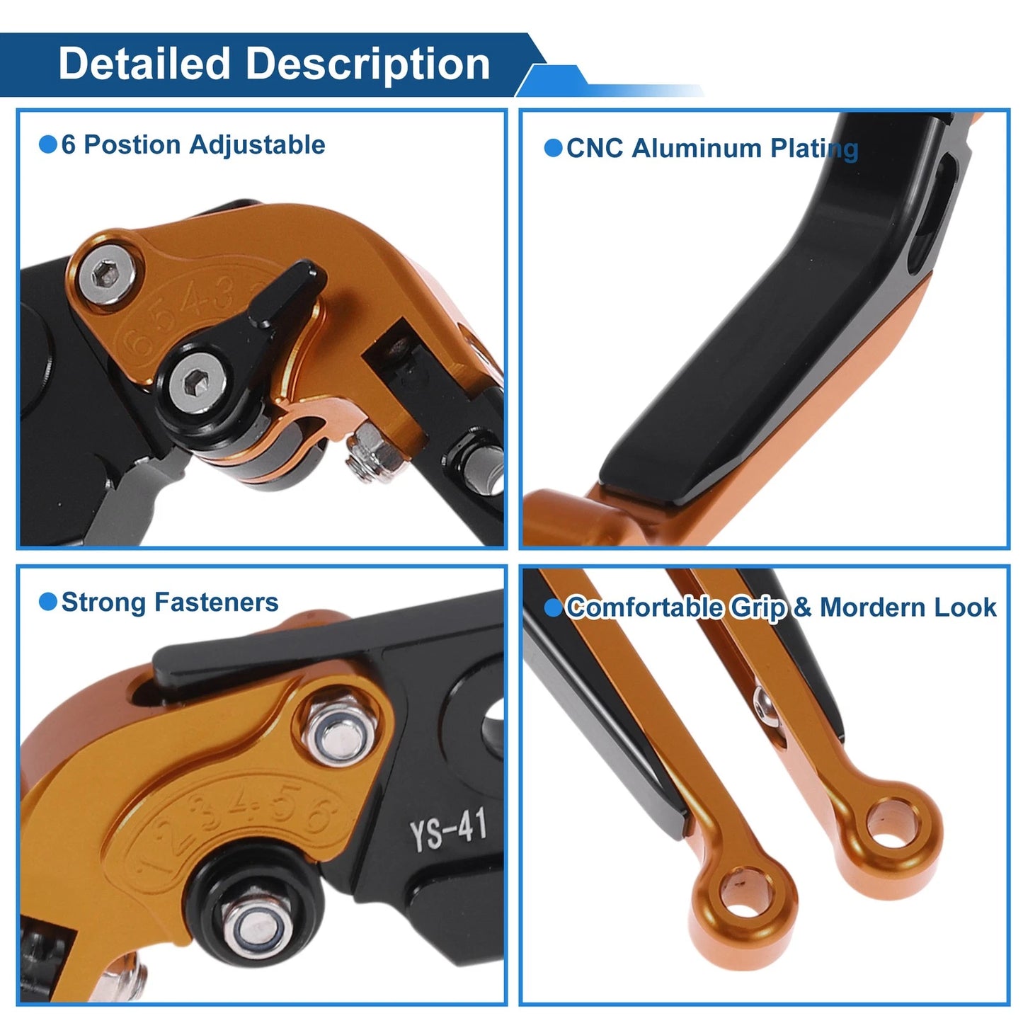 Adjustable Brake Clutch Levers for Suzuki GSXR150 (2017-2020) Orange Black