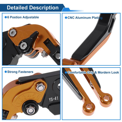 Adjustable Brake Clutch Levers for Suzuki GSXR150 (2017-2020) Orange Black